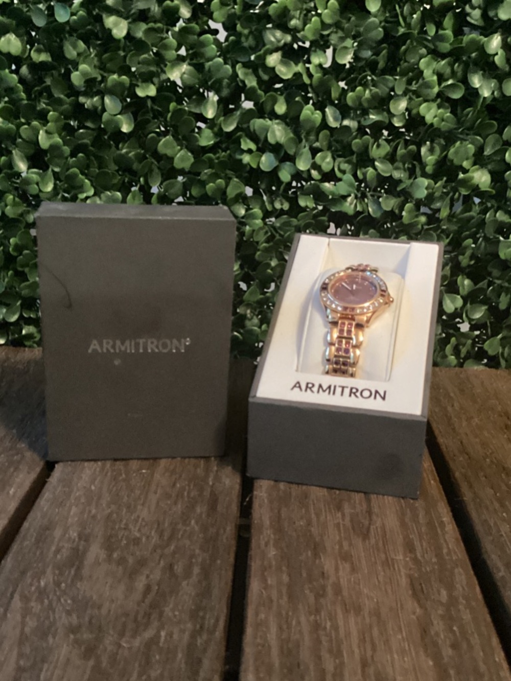 Armitron Rose Gold Tone Bracelet Watch with Crystal Bezel
